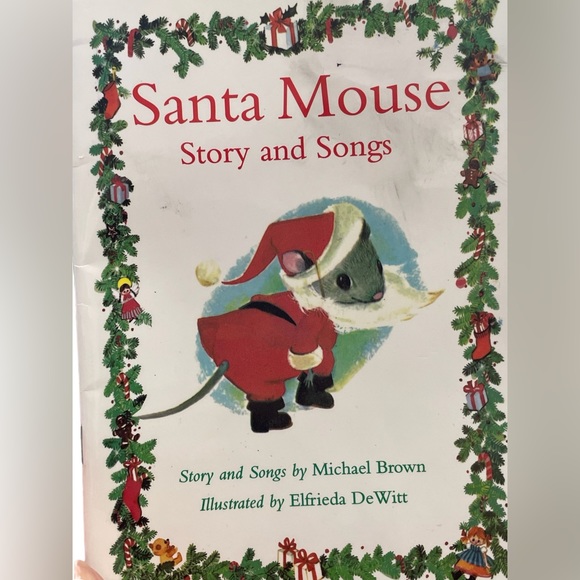 Santa Mouse Vintage Christmas Story Kit Stuffed Santa Mouse Book -Tape 1966 1996 - Picture 2 of 5